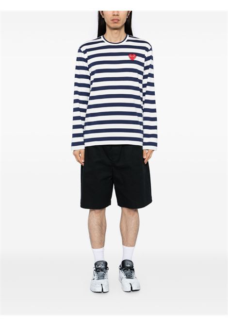 emblem t-shirt unisex navy  and white COMME DES GARÇONS PLAY | AX-T805-0511